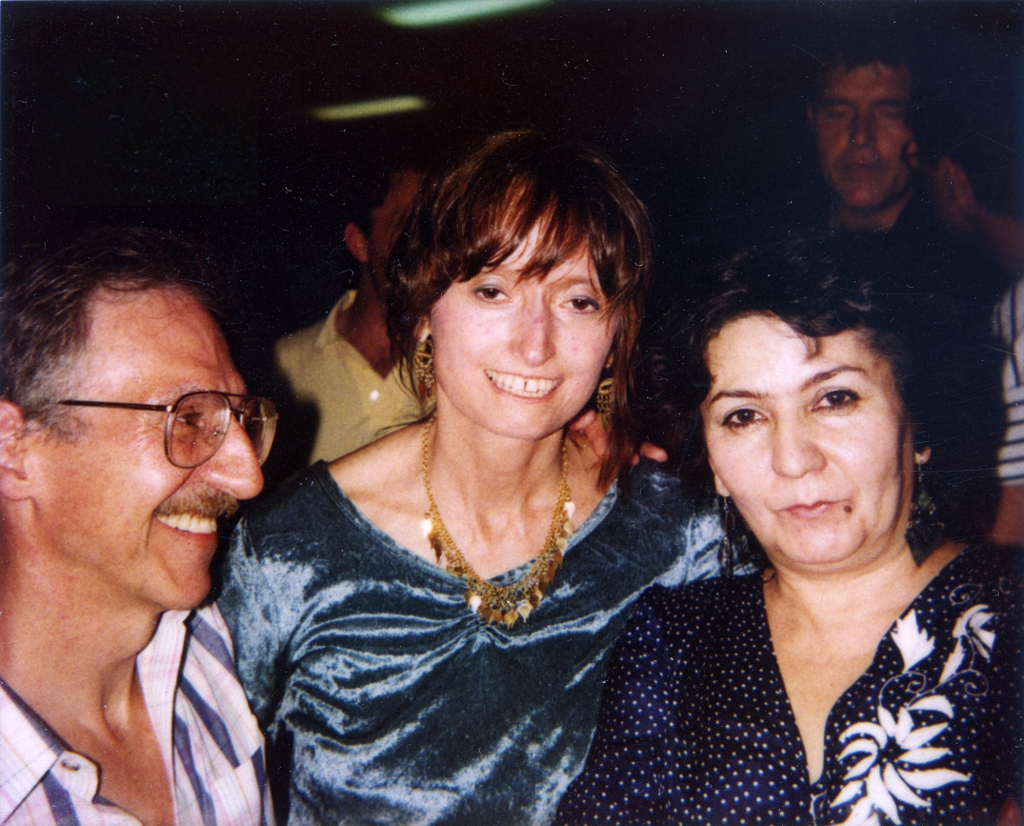 Paul Burns and Carol Buck with Dilbar, our friend and guide in Dushanbe, Tajikistan (1988).